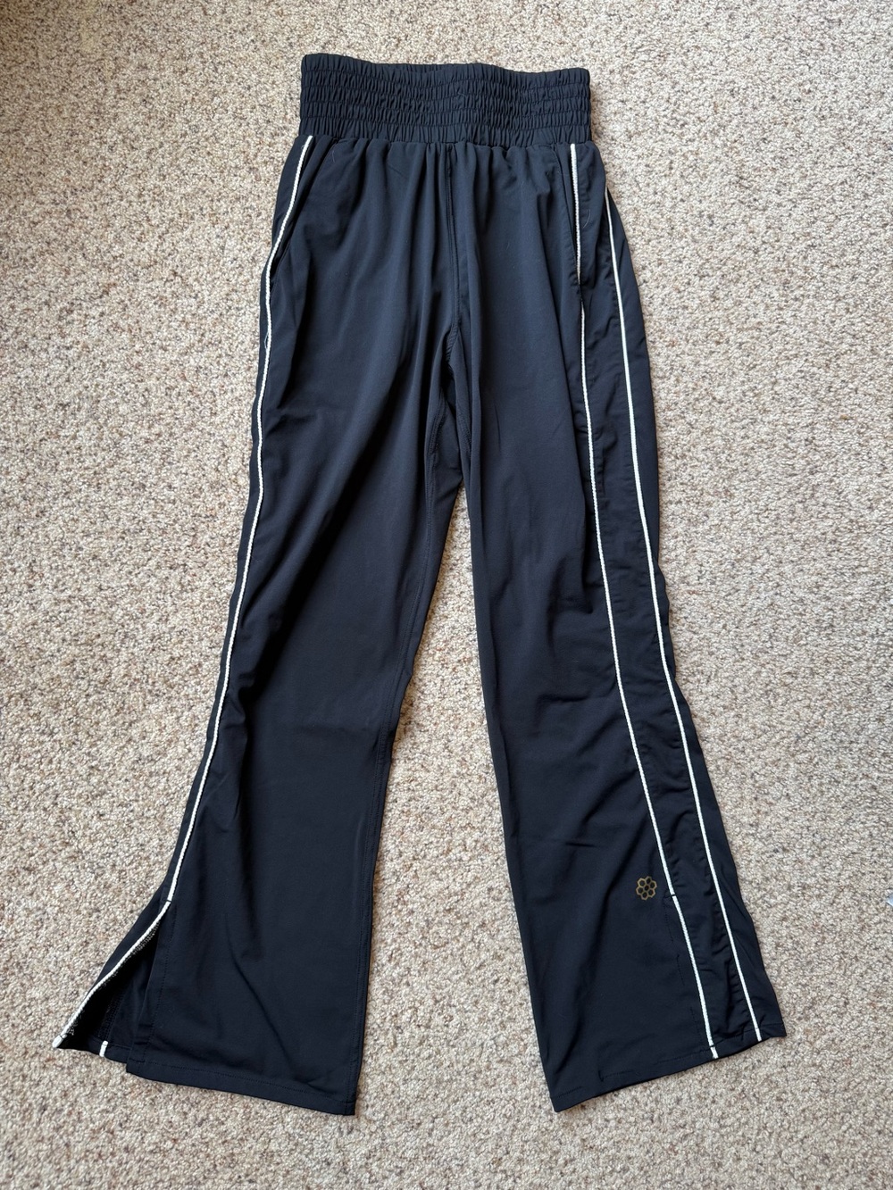 HONEYCUT Black Kids Sweatpants with White Piping